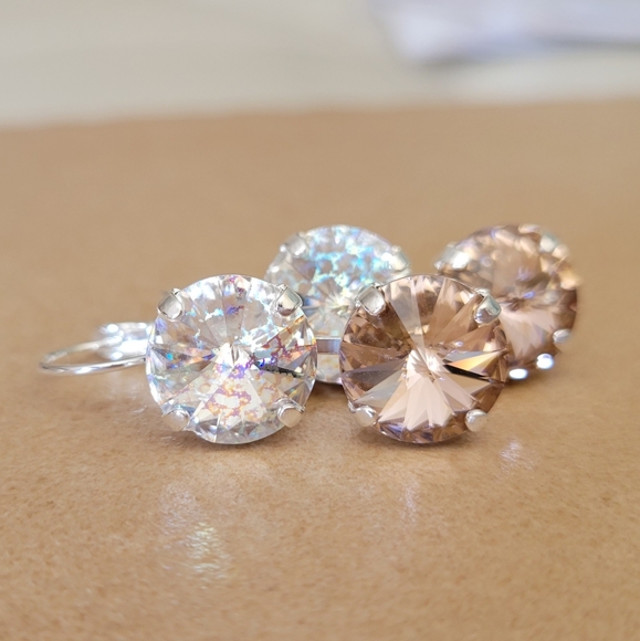 Austrian Crystal Earrings in Shiny Silver - Picture 9 of 9